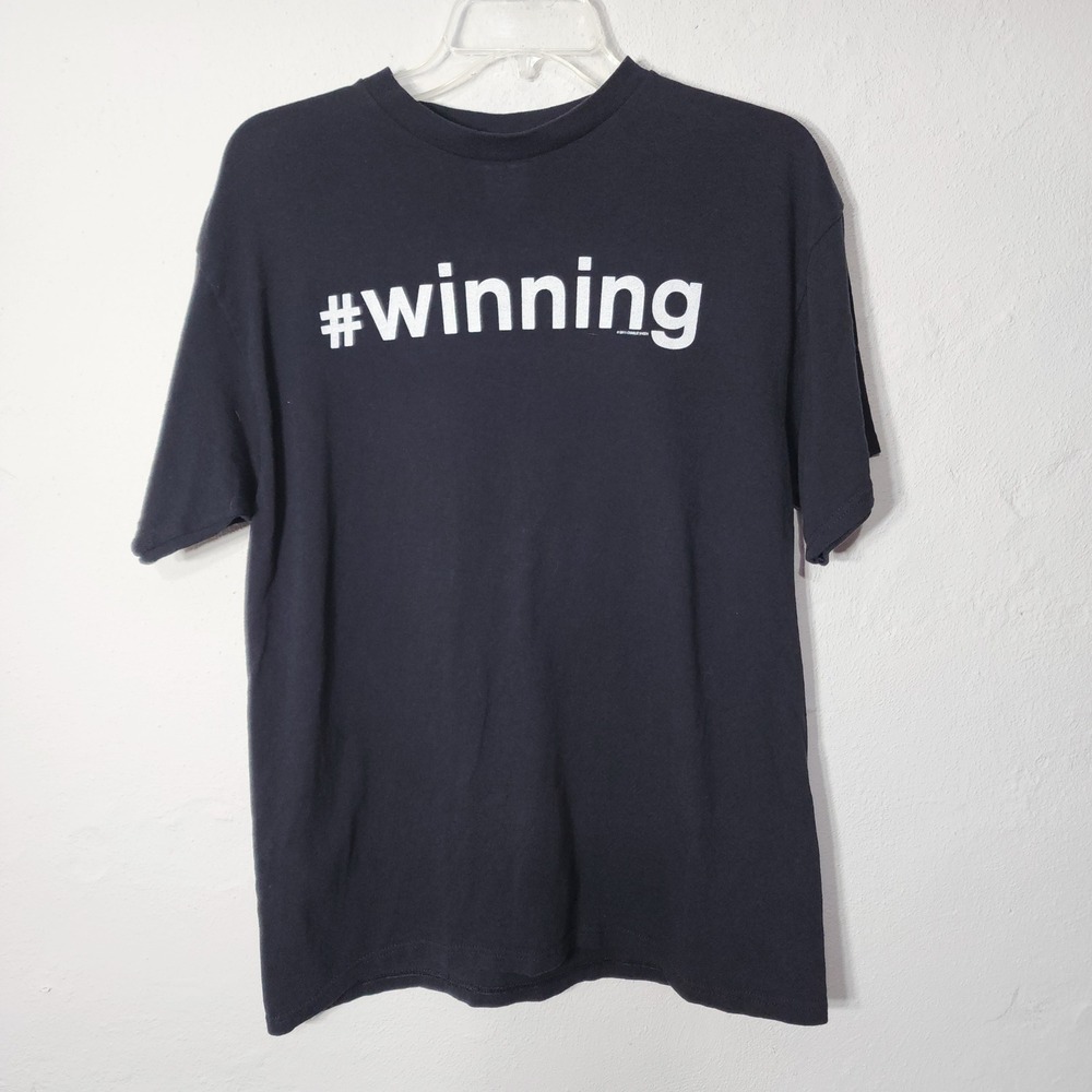 Charlie Sheen Winning T Shirt‎ Large Black Cotton 2011 Meme Graphic Sleeve Print